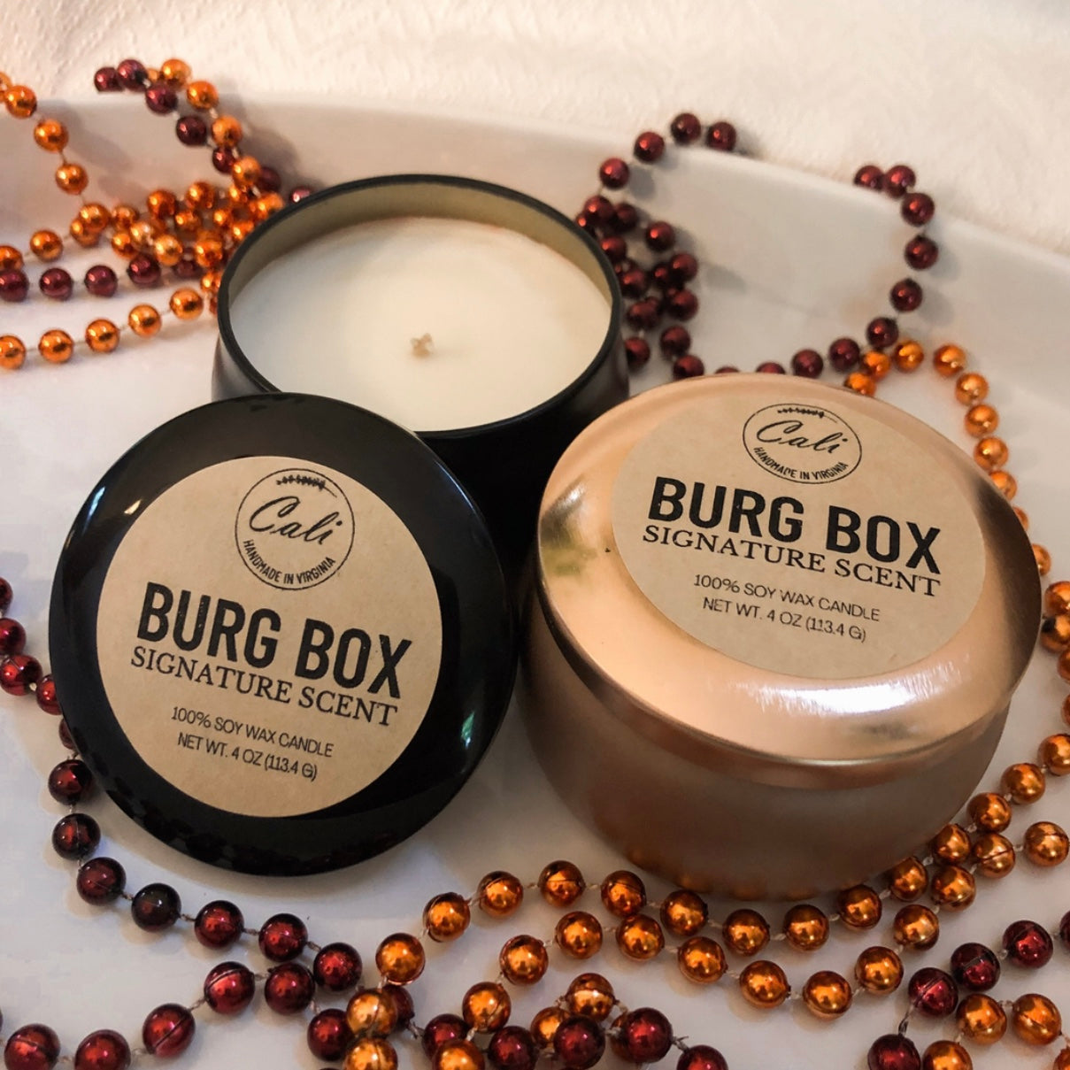 Premium CALI Candles Burg Box signature scented candle