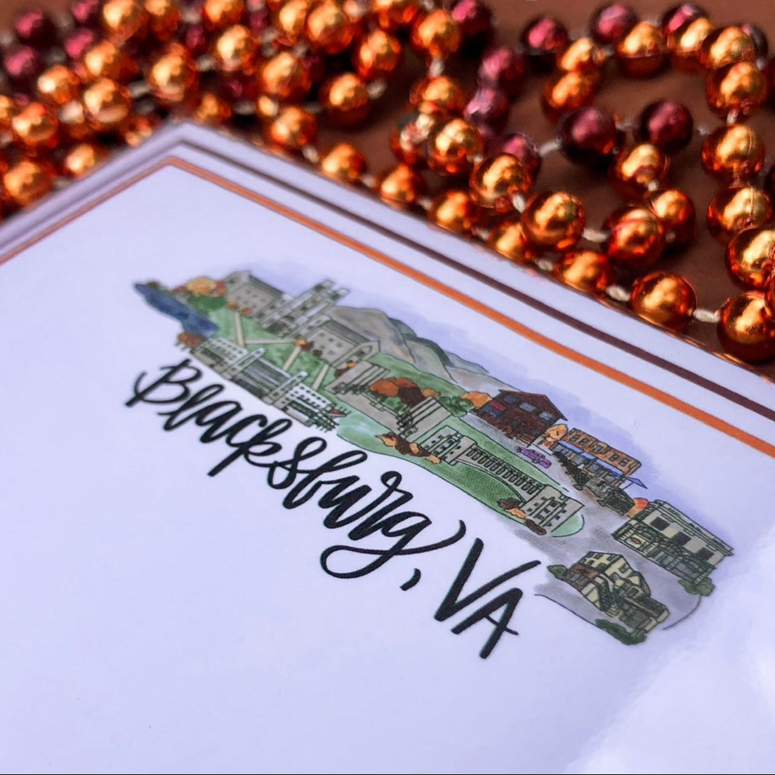Blacksburg Virginia Skyline Notepad 5x7