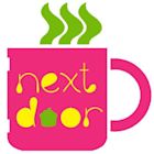 Next door bale shop logo pink mug